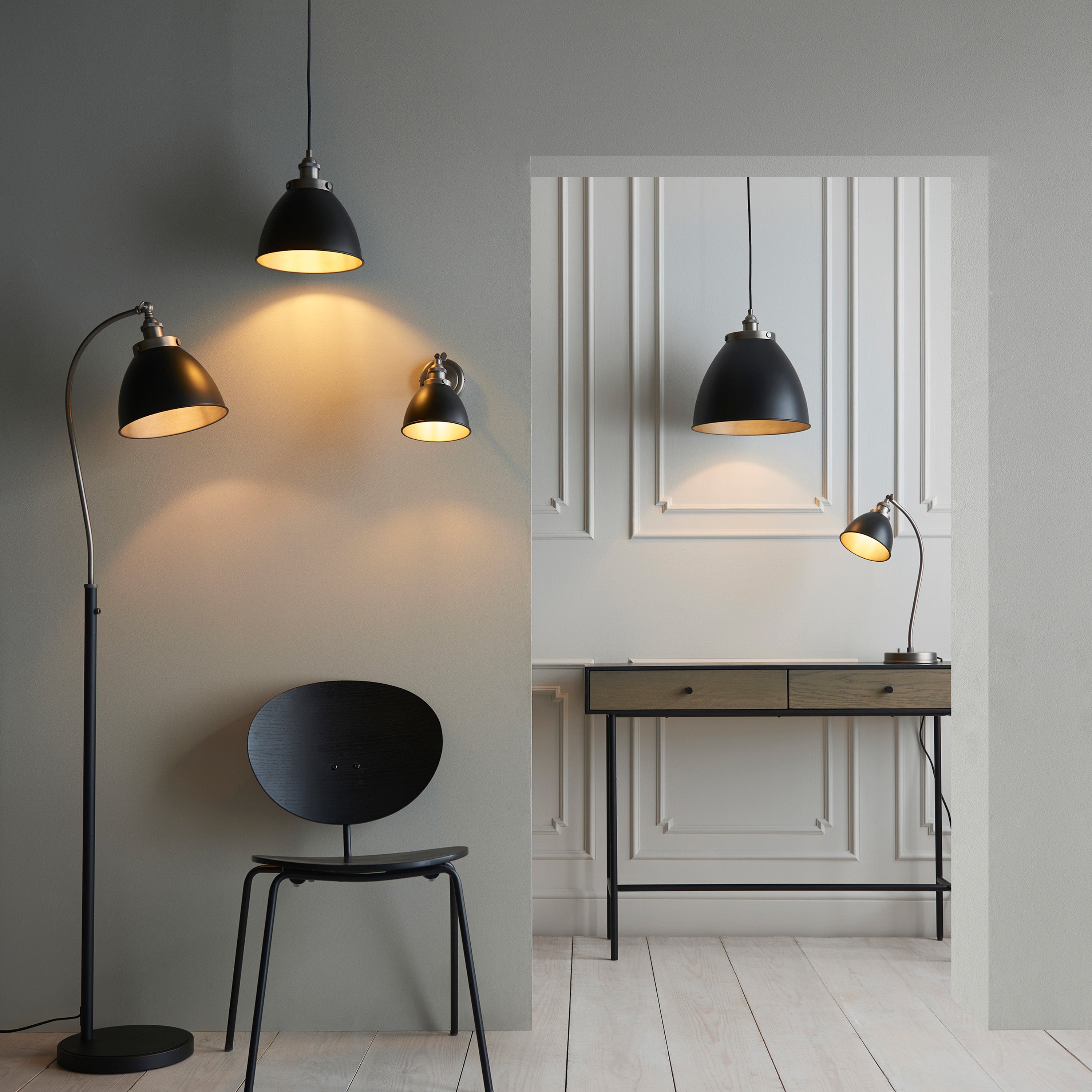 Adarno Resto Smoked Black Floor Lamp